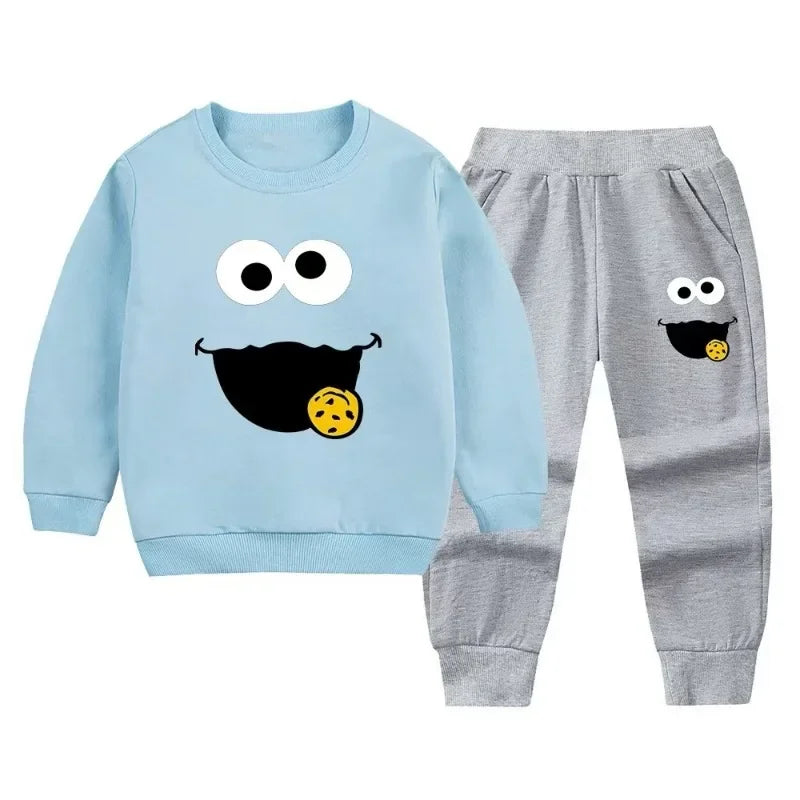 Kids Cartoon Tracksuit Set - 2-Piece Top & Pants for Boys & Girls (Ages 7-13)