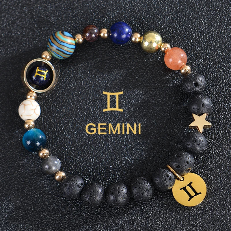 Zodiac Crystal Stone Bracelet for Women - 12 Constellation Charm Birthday Gift