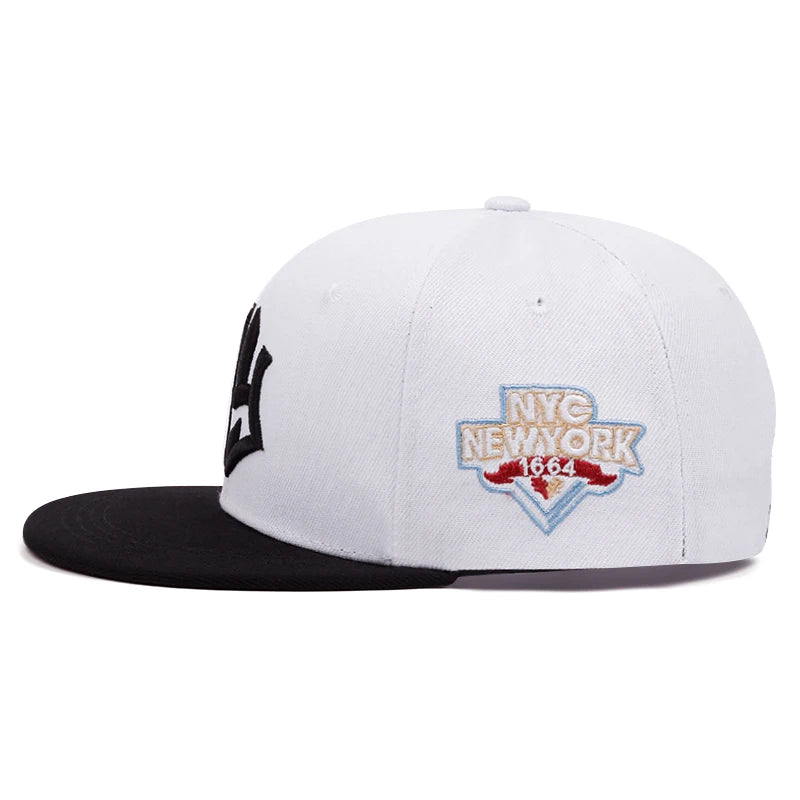 NY1664 Embroidered Snapback Hat - Adjustable Hip-Hop Baseball Cap for Outdoor Sports
