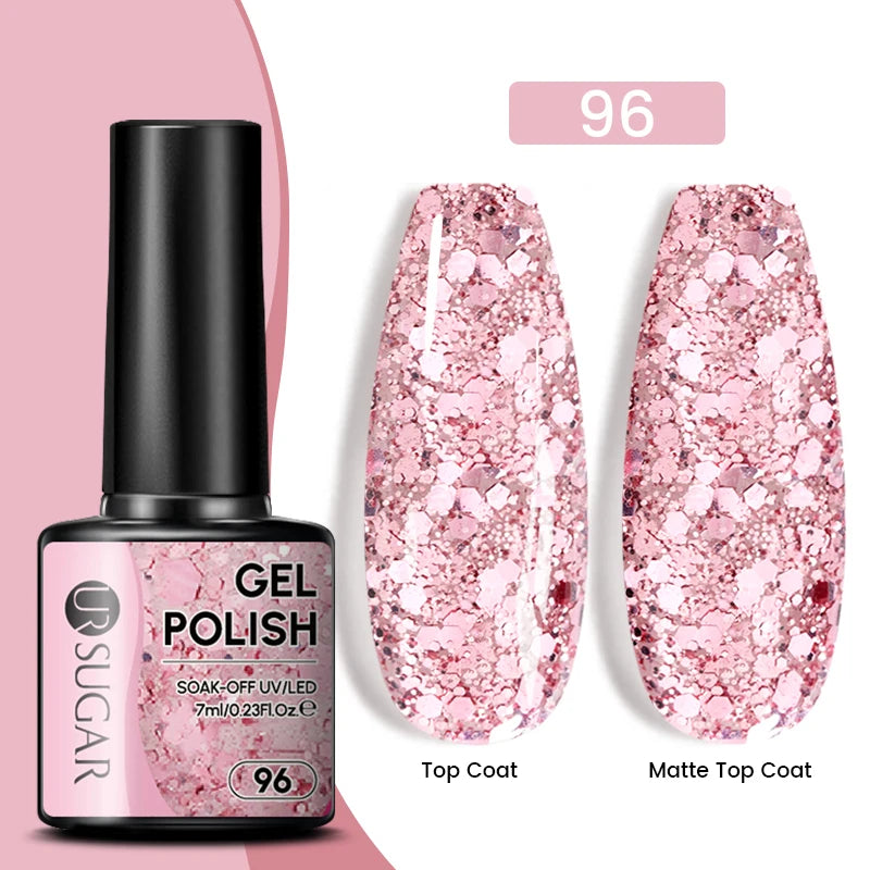 Glitter Gel Nail Polish – Semi-Permanent UV LED Gel with Sparkling Shimmer Finish