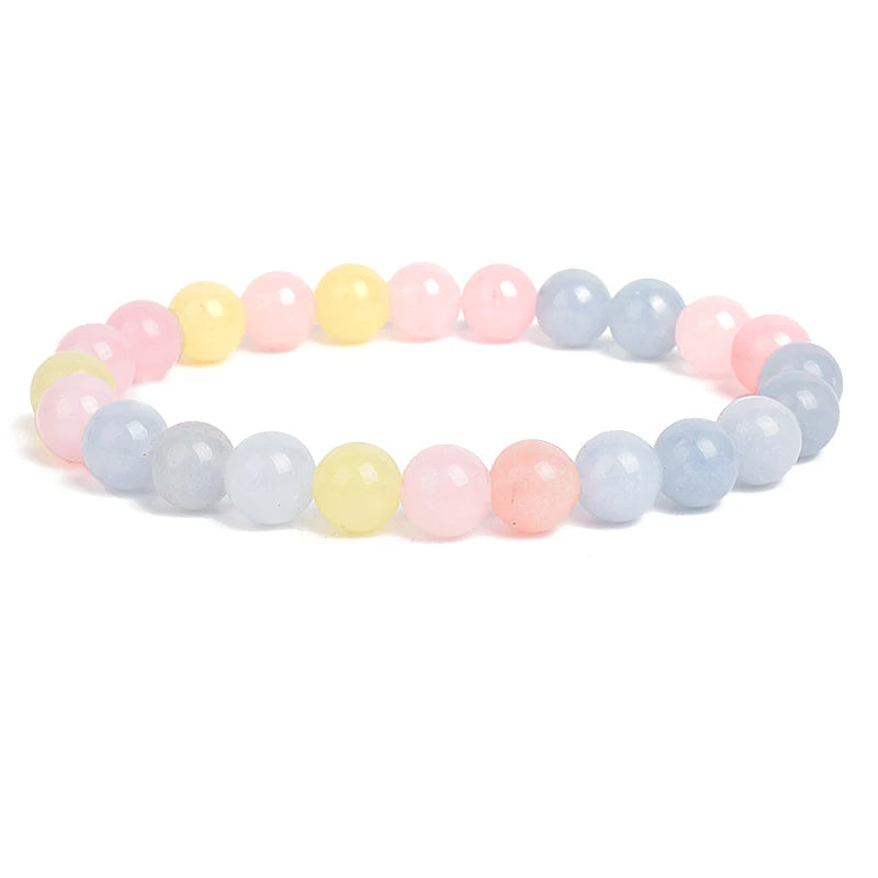 Natural Stone Beads Bracelet – Amethyst, Quartz, Jade & Agate Healing Bangle