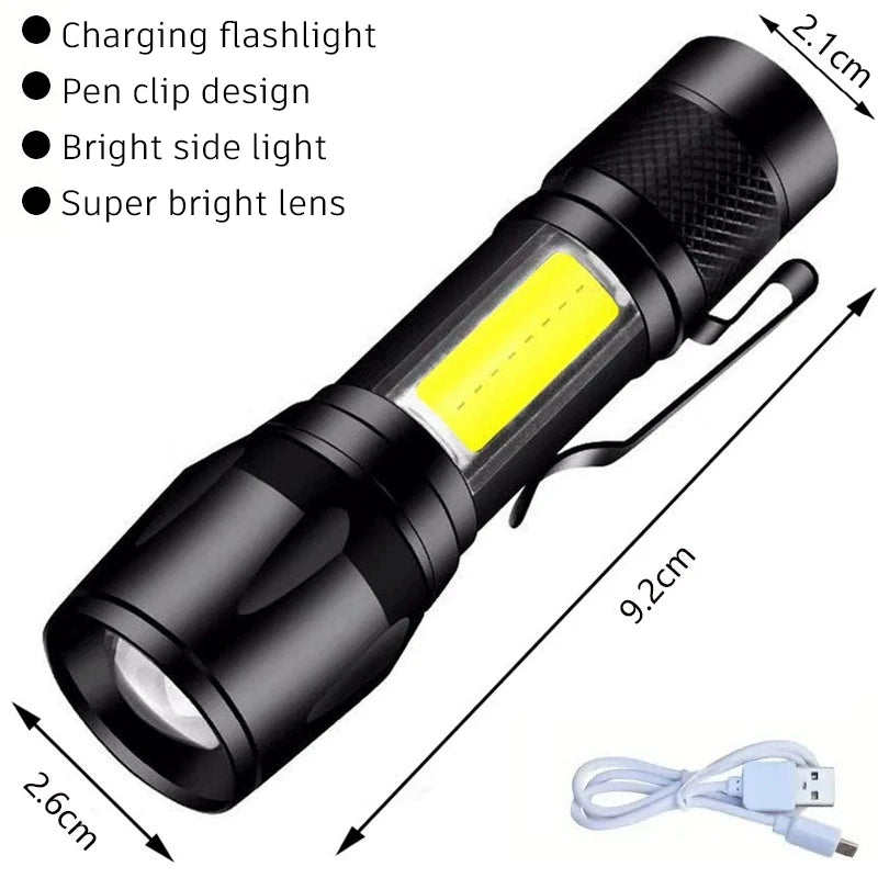 P50 Ultra Bright LED Flashlight - 2000 Lumens Tactical Rechargeable Torch with Zoom