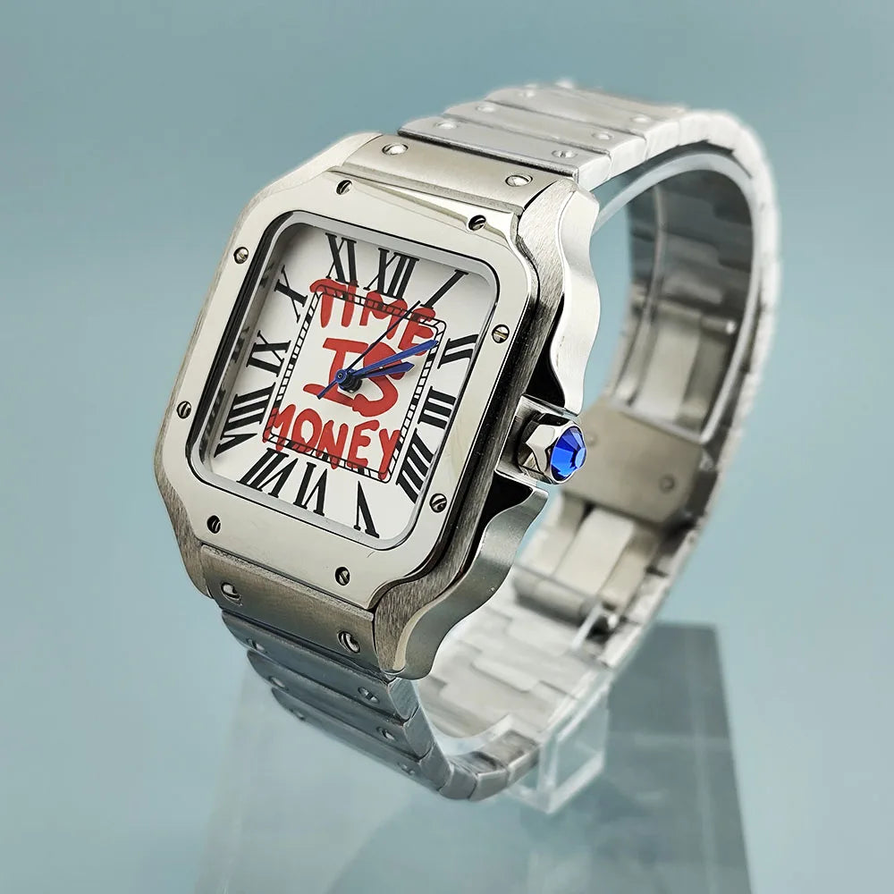 NH35 Square Watch - Stainless Steel Automatic Mechanical Watch with Folding Buckle