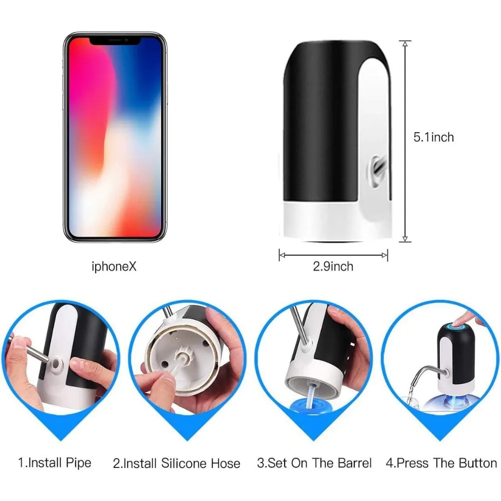USB Rechargeable Water Bottle Pump - 5 Gallon Automatic Electric Dispenser