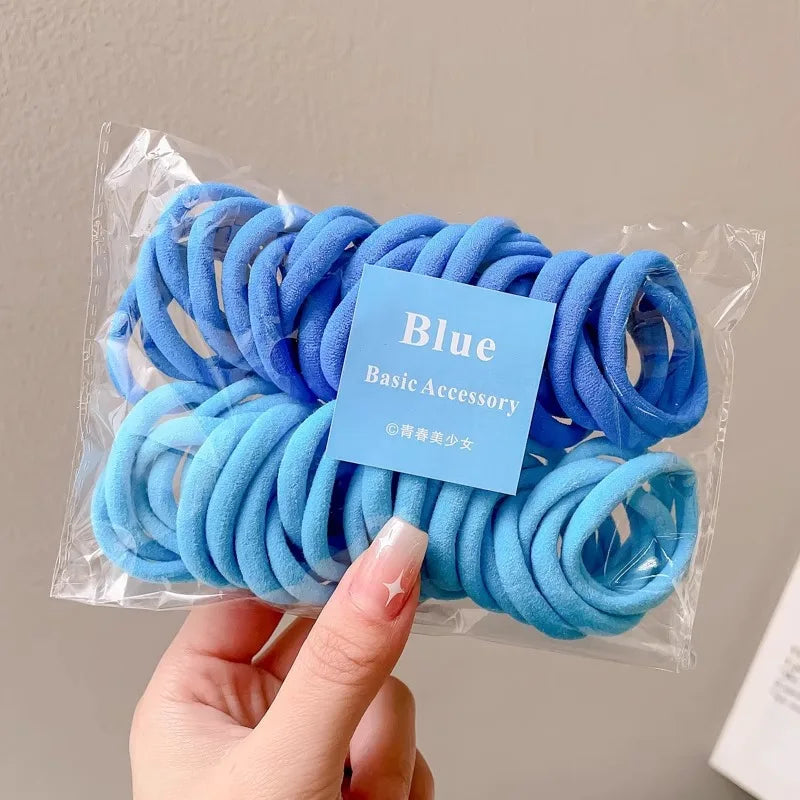 Colorful Elastic Hair Rope – Ponytail Scrunchie Set for Girls | Outdoor & Casual Wear