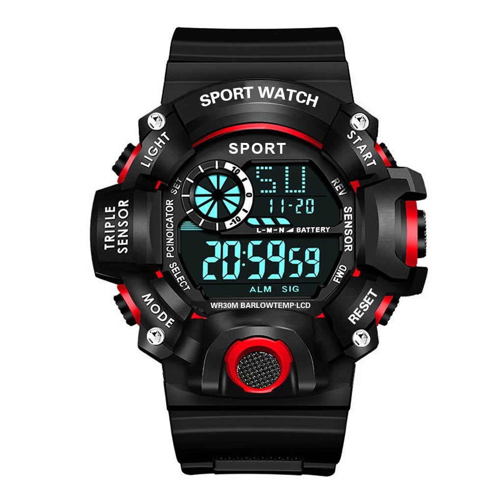 Men's Digital Sports Watch - Large Dial Waterproof Military LED Wristwatch