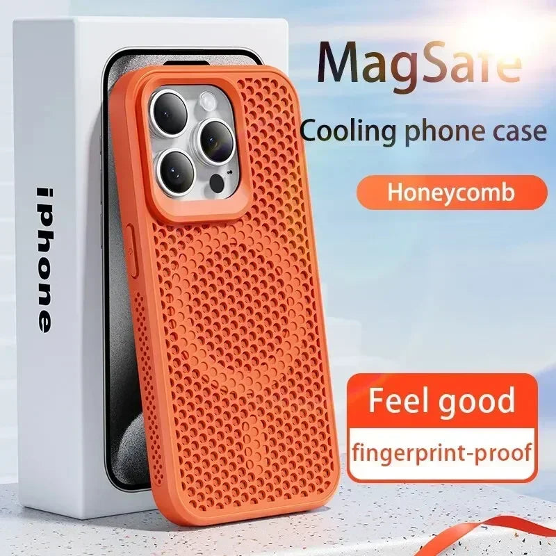 Cooling iPhone Case – Heat Dissipation Breathable Hard Cover with MagSafe for iPhone 17, 16, 15, 14, 13, 12, 11