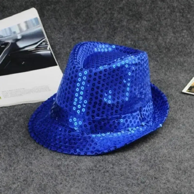 Kids Reflective Top Hat - Glitter Hip-Hop Jazz Dance Performance Hat for Stage & Parties