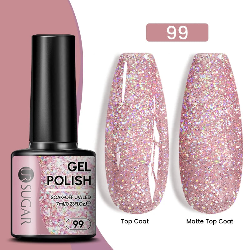 Glitter Gel Nail Polish – Semi-Permanent UV LED Gel with Sparkling Shimmer Finish