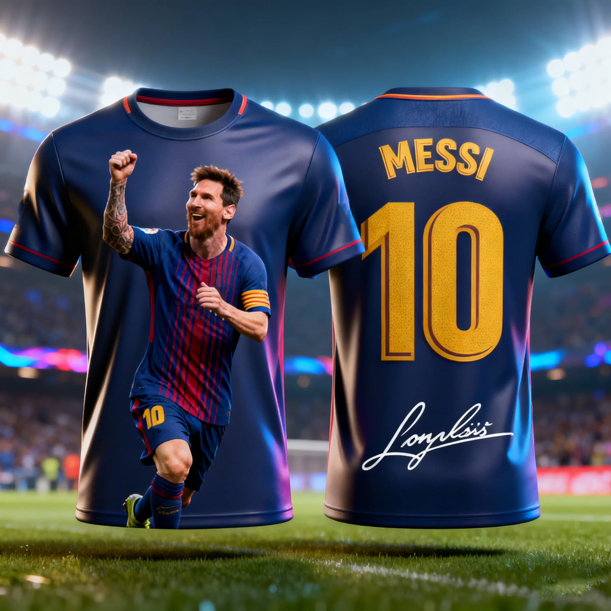 Messi Commemorative Football T-Shirt - Graphic Print Jersey Style