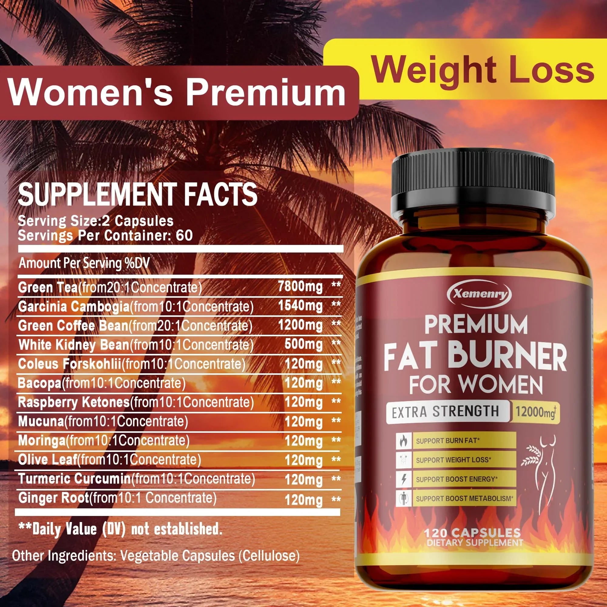 Green Tea Extract Capsules - Fat Burning, Detox, Slimming, Boosts Metabolism and Weight Management Supplement