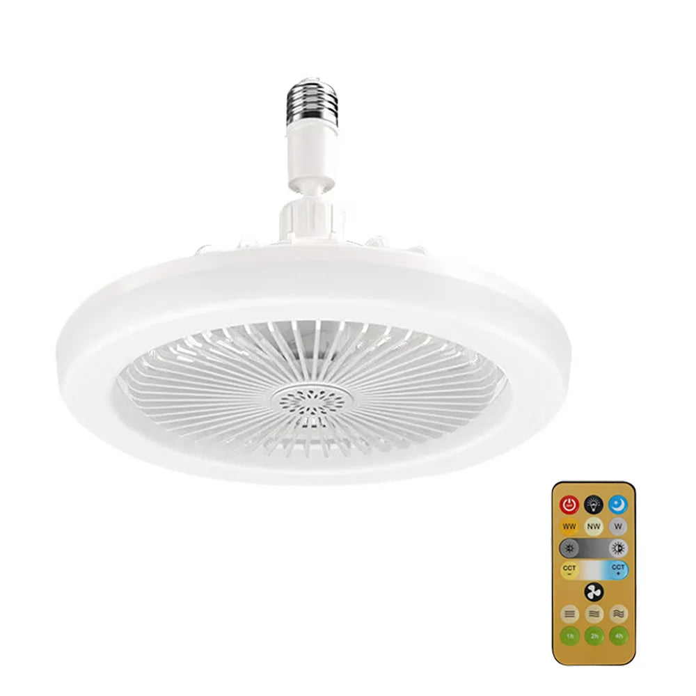 3-in-1 Rotatable Ceiling Fan with Remote Control - E27 LED Light Converter Base for Bedroom & Living Room