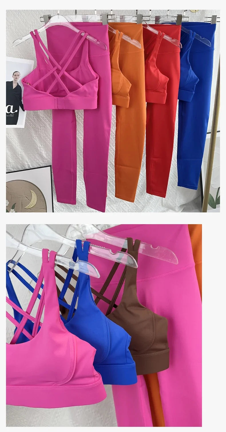 Women's 2-Piece Yoga Set - Crop Top & High Waist Leggings for Gym & Fitness