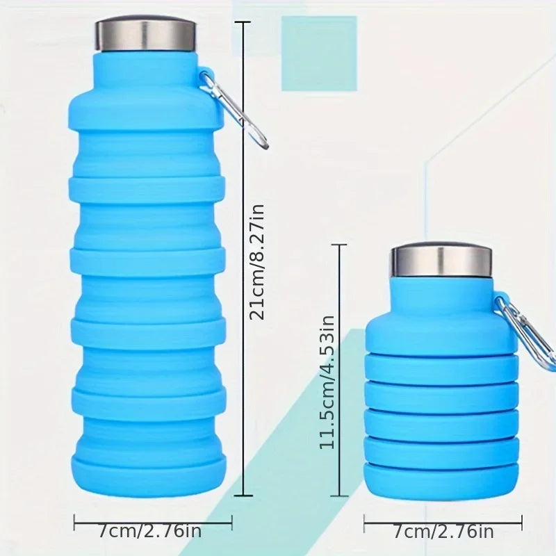 Collapsible Silicone Water Bottle - BPA Free Foldable 600ml Hiking Cup for Outdoor Adventures