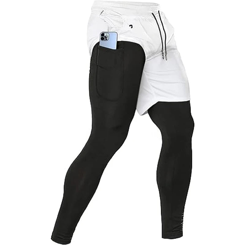 Men's 2-in-1 Athletic Pants - Training Running Pants for Gym, Fitness & Sports