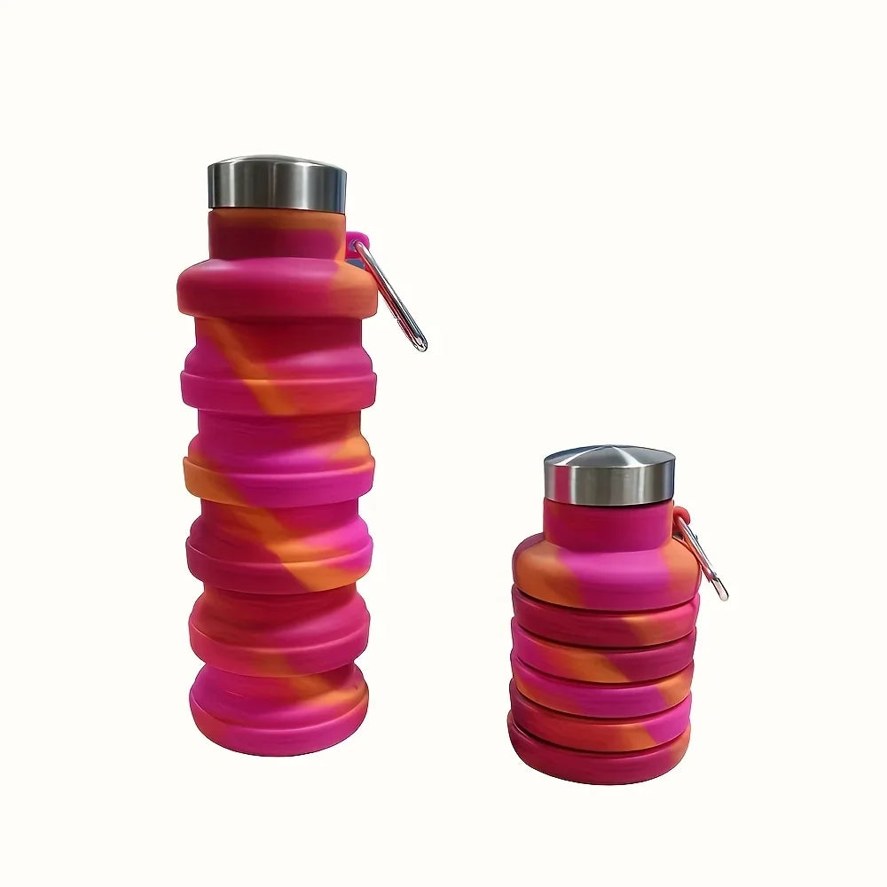 Collapsible Silicone Water Bottle - BPA Free Foldable 600ml Hiking Cup for Outdoor Adventures