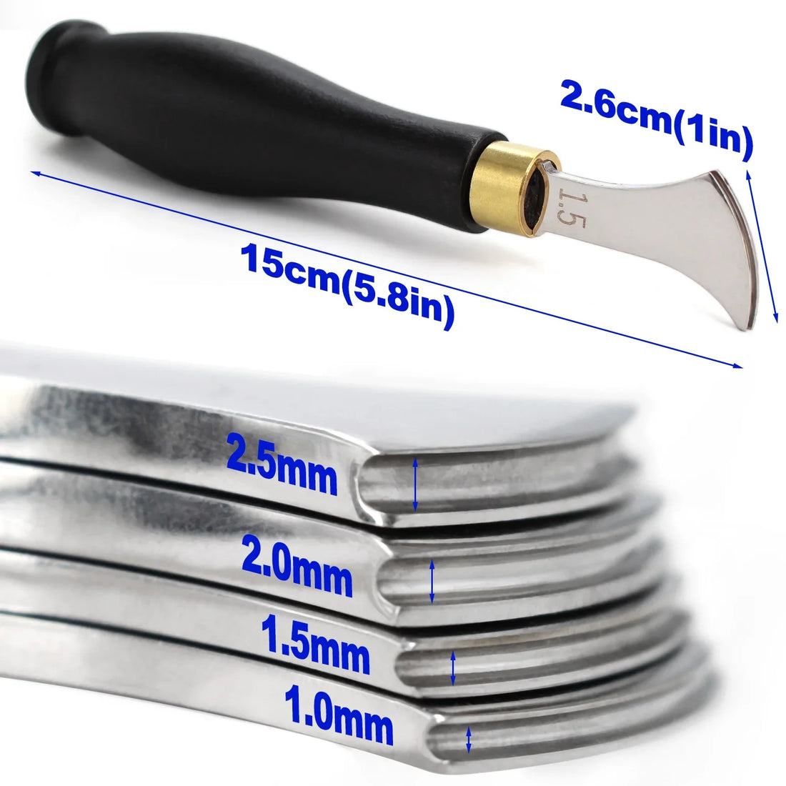 Leather Edge Creaser Tool – 1.0mm to 2.5mm Stainless Steel for Leathercraft
