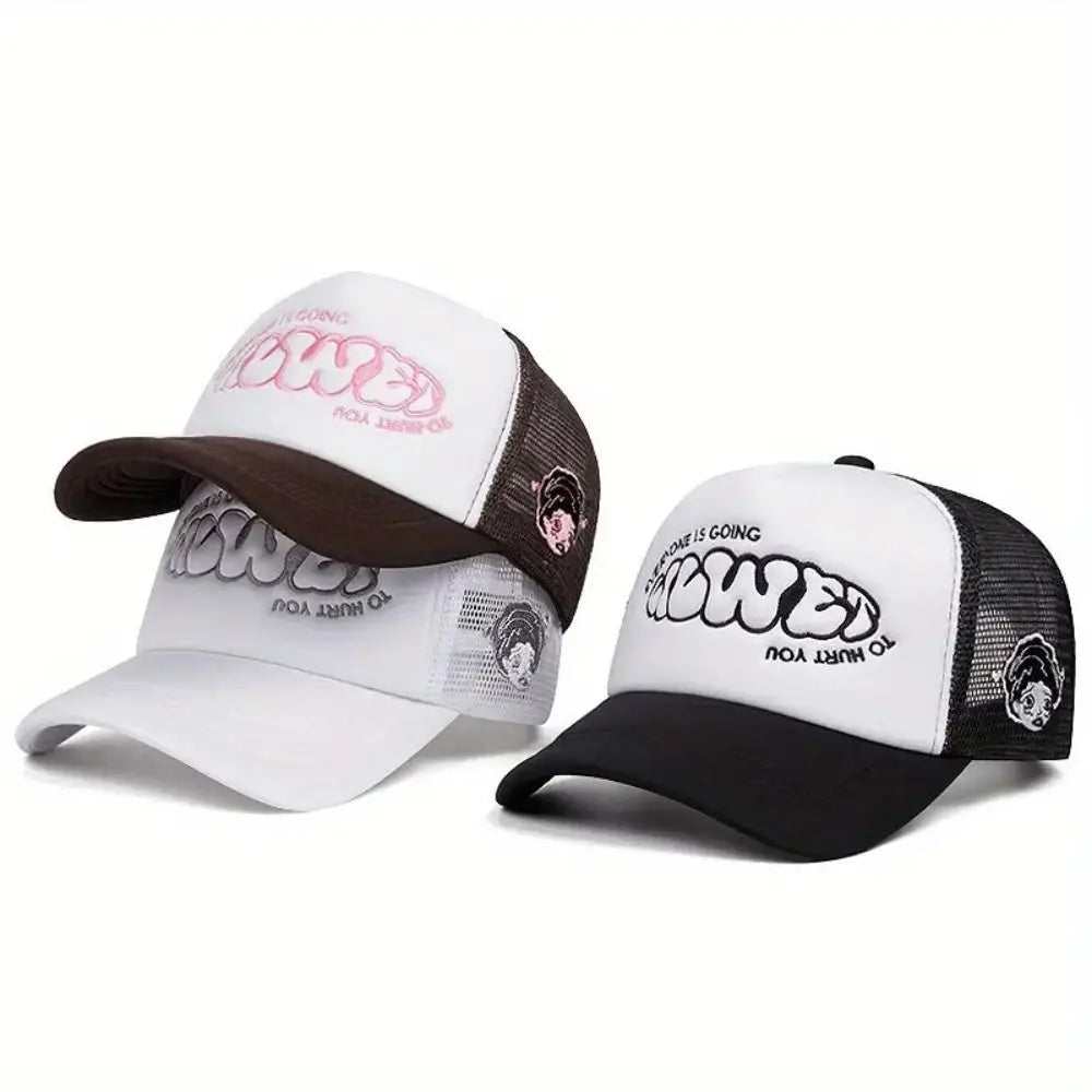 Breathable Trucker Cap - Adjustable Snapback Baseball Hat with Sun Protection for Hip-Hop Style