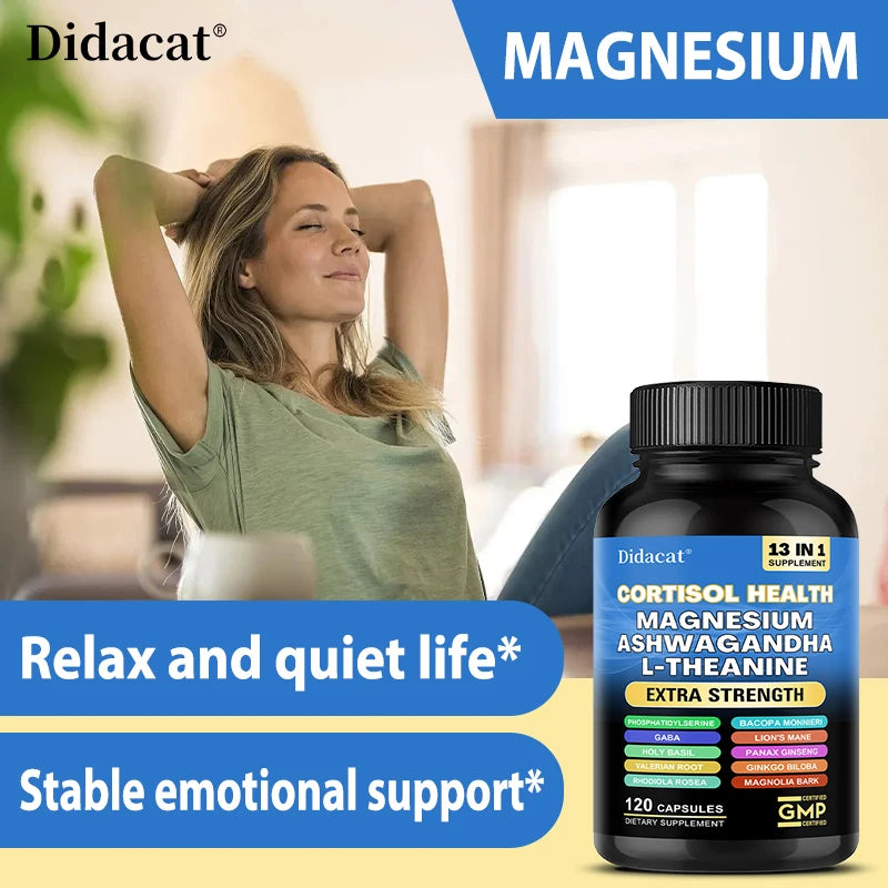 13-in-1 Cortisol Support Supplement with Magnesium & Ashwagandha