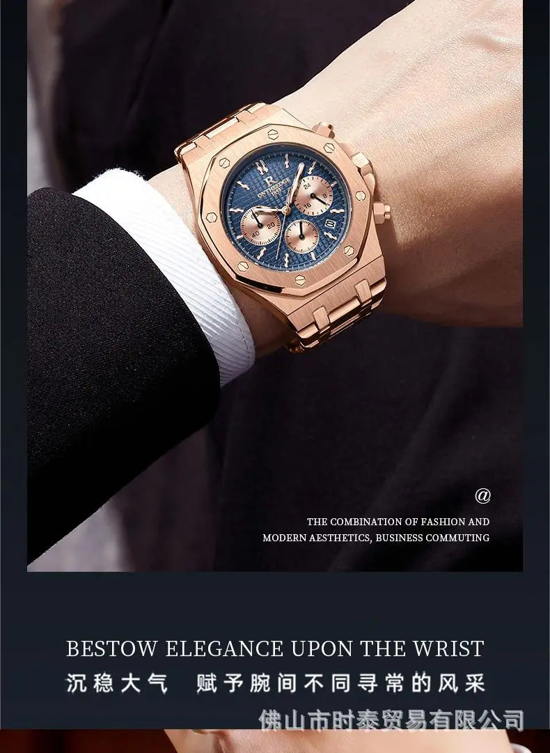 Swiss Brand Multi-Functional Men's Watch – Waterproof Luminous Quartz Timepiece