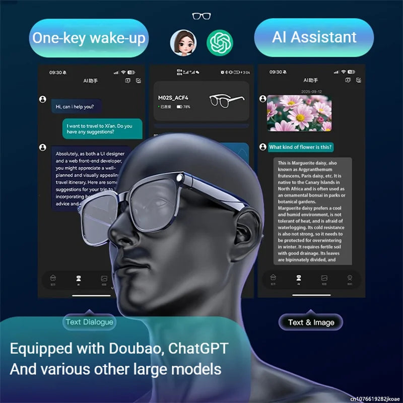 4K Smart Translation Glasses - ChatGPT AI, 800W Waterproof Camera, Bluetooth Calls & Music