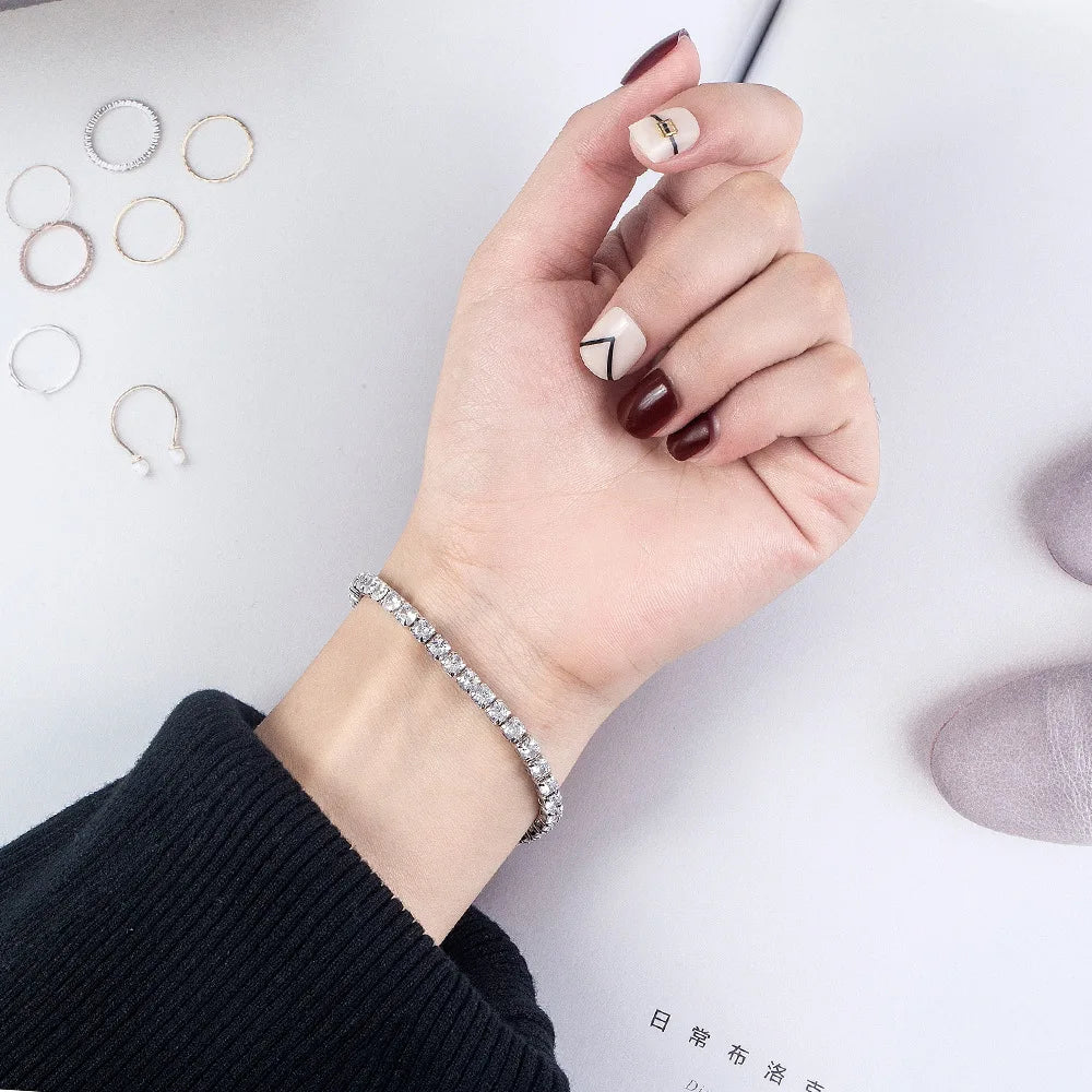 Sterling Silver Zirconia Bracelet – Engagement & Wedding Charm Jewelry