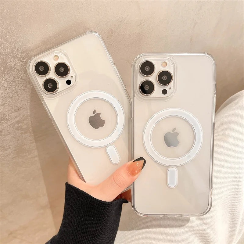 Clear MagSafe Magnetic Wireless Charging Case for iPhone 16, 15, 14, 13, 12, 11 Pro Max