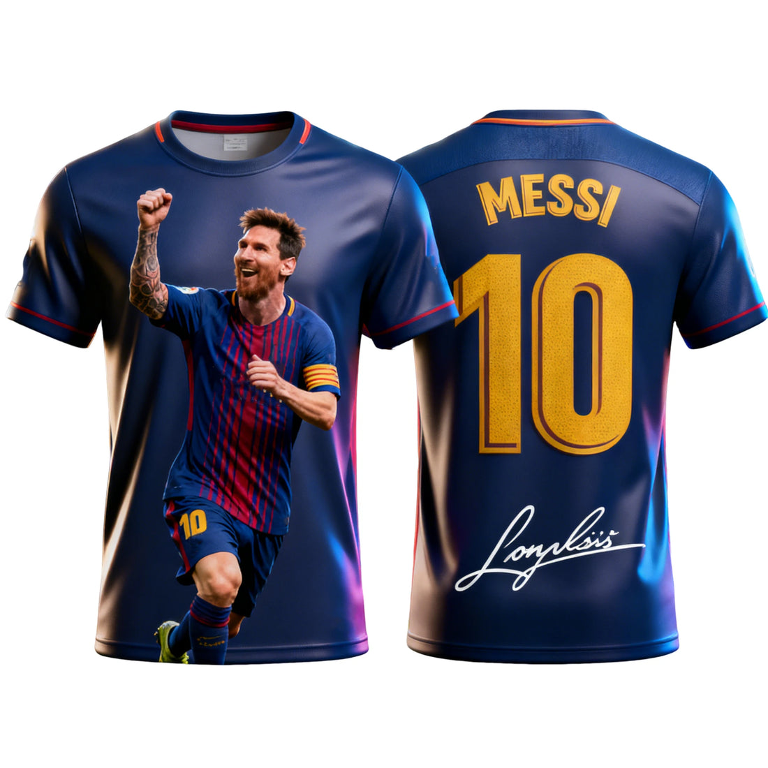 Messi Commemorative Football T-Shirt - Graphic Print Jersey Style