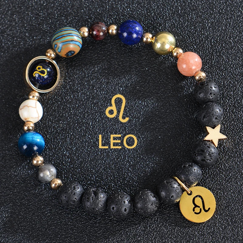 Zodiac Crystal Stone Bracelet for Women - 12 Constellation Charm Birthday Gift