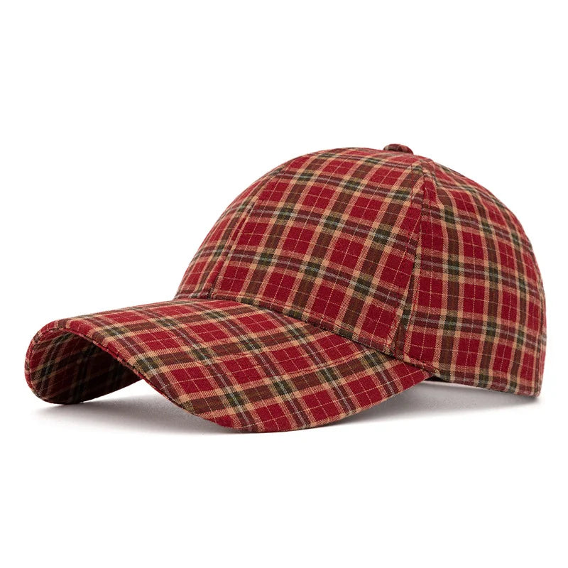 Retro Checkered Baseball Cap - Color-Blocked Snapback Hat for Casual Shopping & Dates
