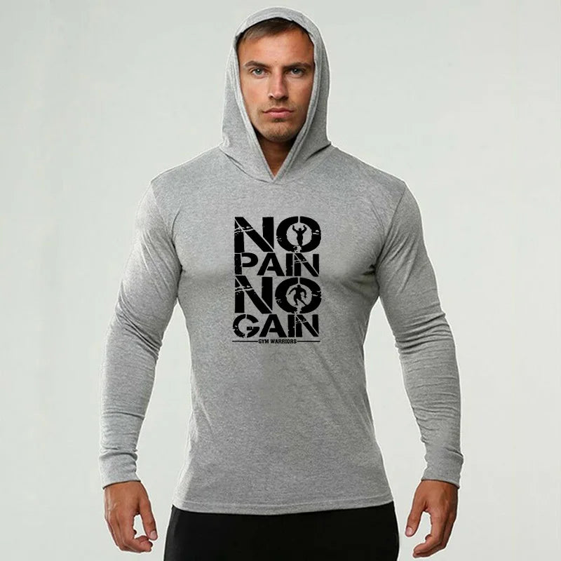 Men's Hooded Fitness Shirt - Long Sleeve Slim Fit Workout Top for Gym & Running