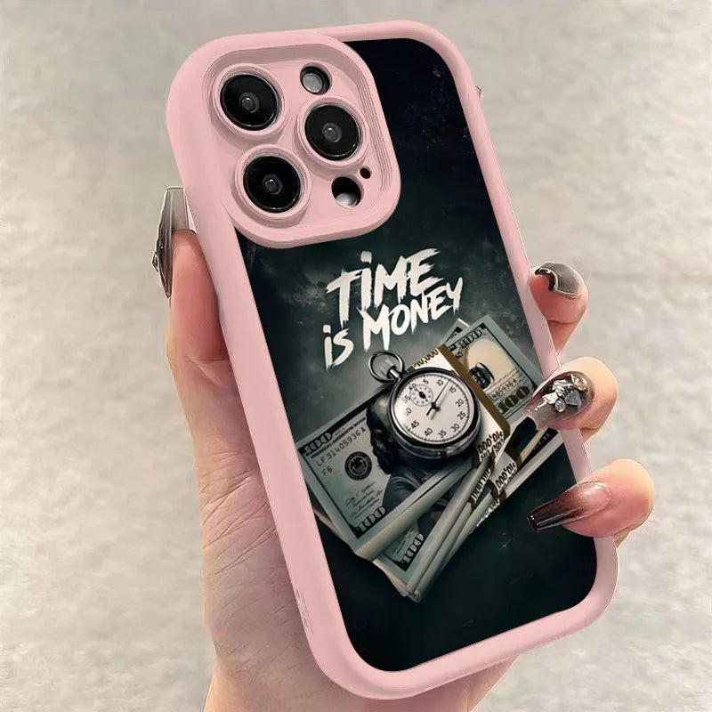 "Time is Money" iPhone Case – Soft TPU Cover for iPhone 17, 16, 15, 14, 13, 12, 11 & More
