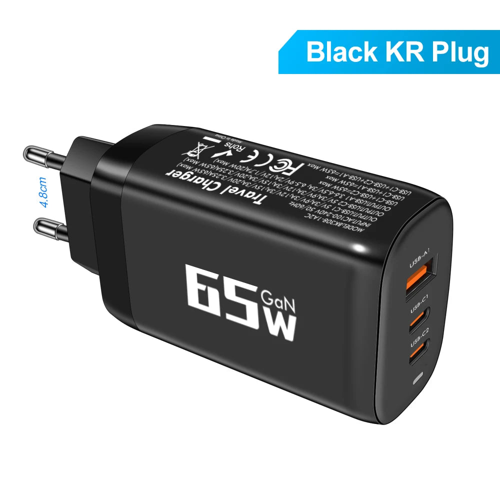85W GaN USB-C Charger QC3.0 PPS PD Fast Charge for iPhone & Laptop