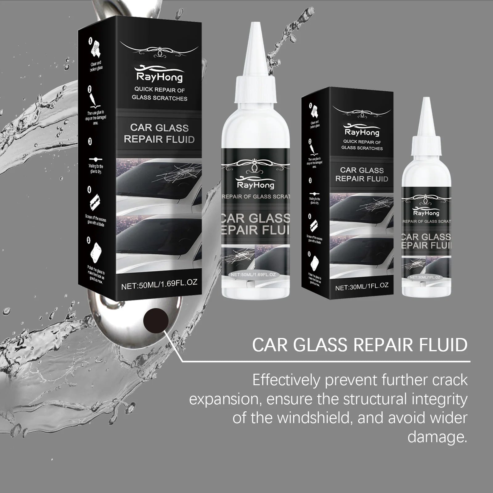 Car Windshield Repair Kit DIY Glue Quick Fix Car Glass Crack Repair Agent Chips Cracks Combined Repair for All Types of Glass