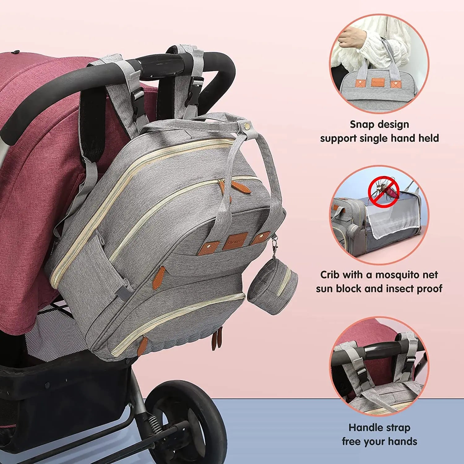 3-in-1 Diaper Bag Backpack – Foldable Baby Bed with USB Charging Port