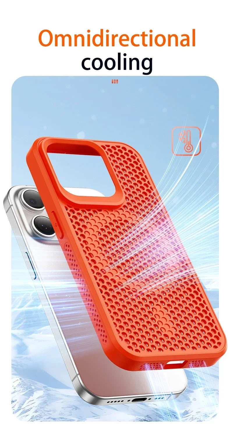 Cooling iPhone Case – Heat Dissipation Breathable Hard Cover with MagSafe for iPhone 17, 16, 15, 14, 13, 12, 11