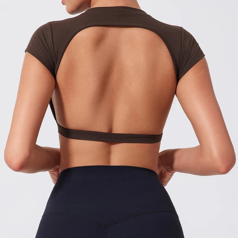 Women's Athletic Crop Top - Quick-Dry Backless Workout Top for Yoga, Gym & Fitness