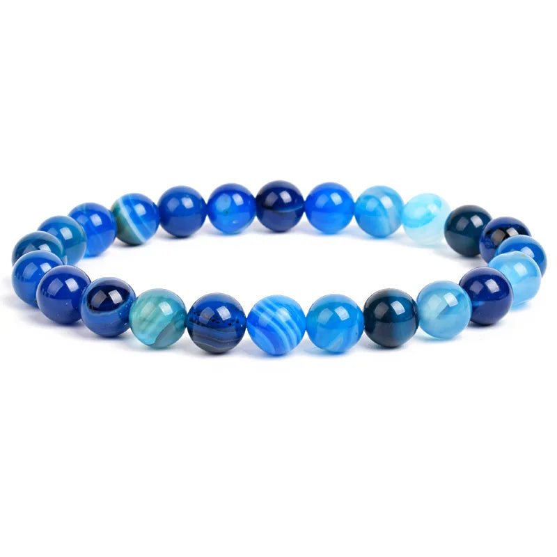 Natural Stone Beads Bracelet – Amethyst, Quartz, Jade & Agate Healing Bangle