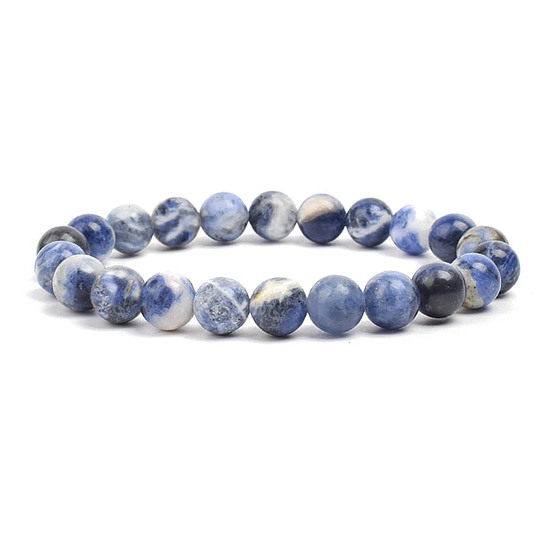 Natural Stone Beads Bracelet – Amethyst, Quartz, Jade & Agate Healing Bangle