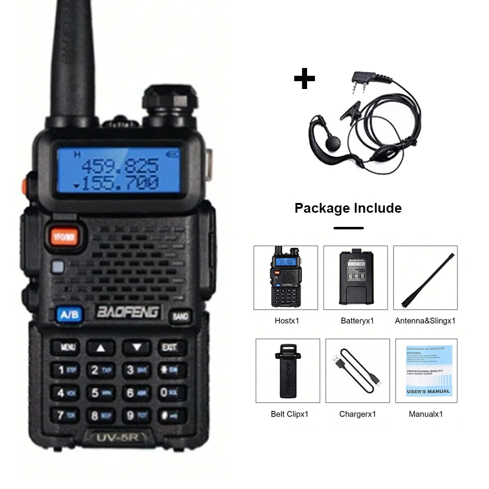 Baofeng UV-5R Two-Way Radio - Dual Band VHF/UHF Ham Radio with USB Charging