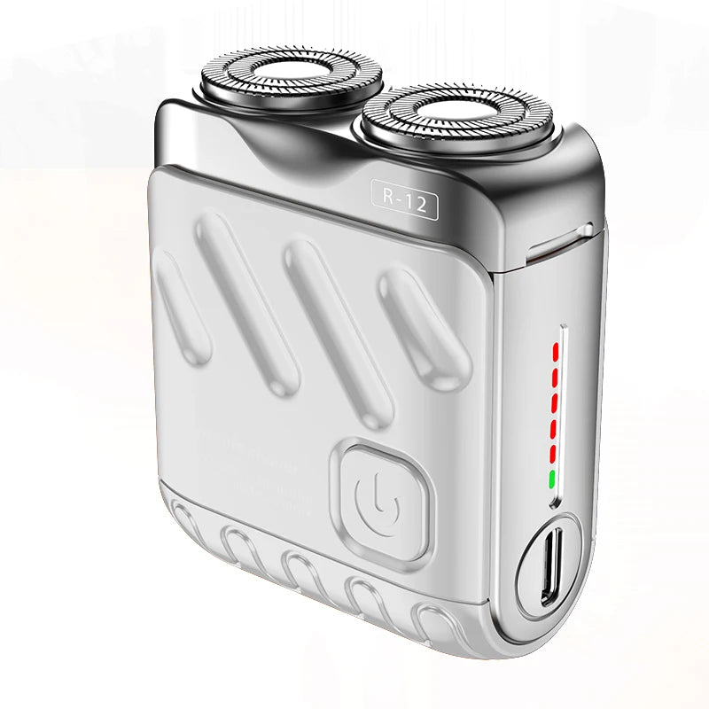 Portable Dual-Head Electric Shaver - Waterproof USB-C Rechargeable Rotary Razor for Men