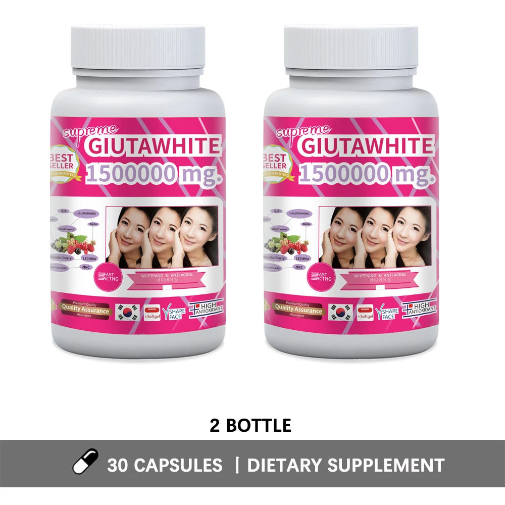 GLUTA WHITE 1,500,000mg Glutathione Skin Whitening Softgels (30 Caps)