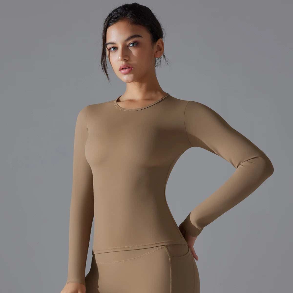 Women's Long Sleeve Yoga Shirt - Dry-Fit Workout Top for Gym, Running & Fitness