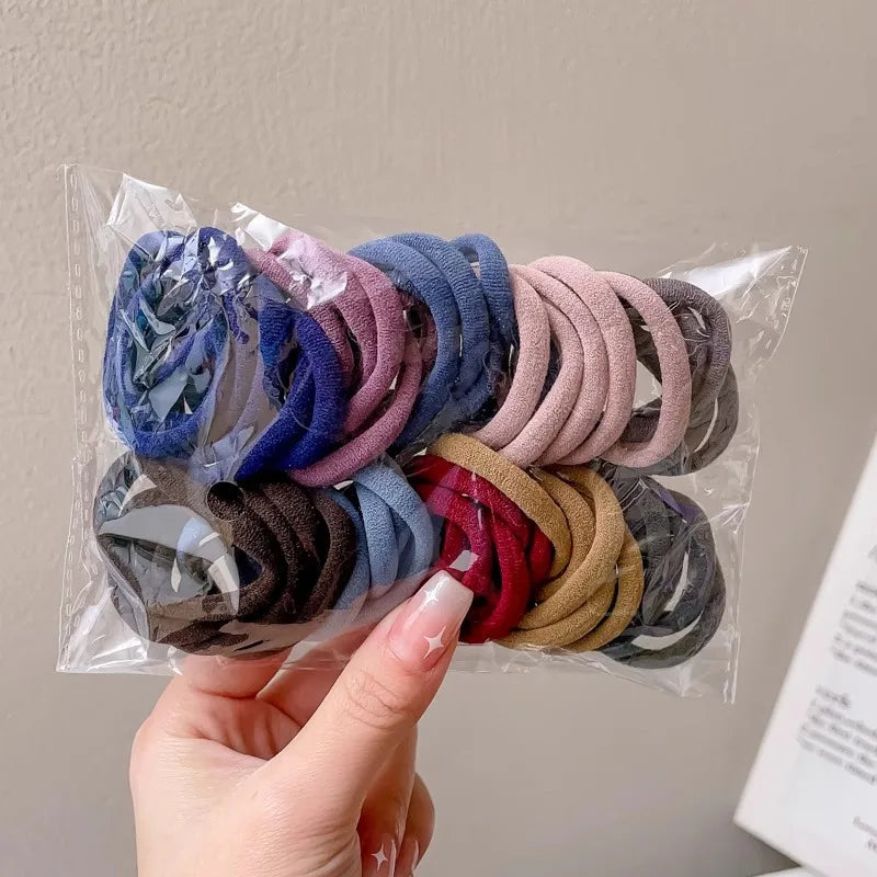 Colorful Elastic Hair Rope – Ponytail Scrunchie Set for Girls | Outdoor & Casual Wear