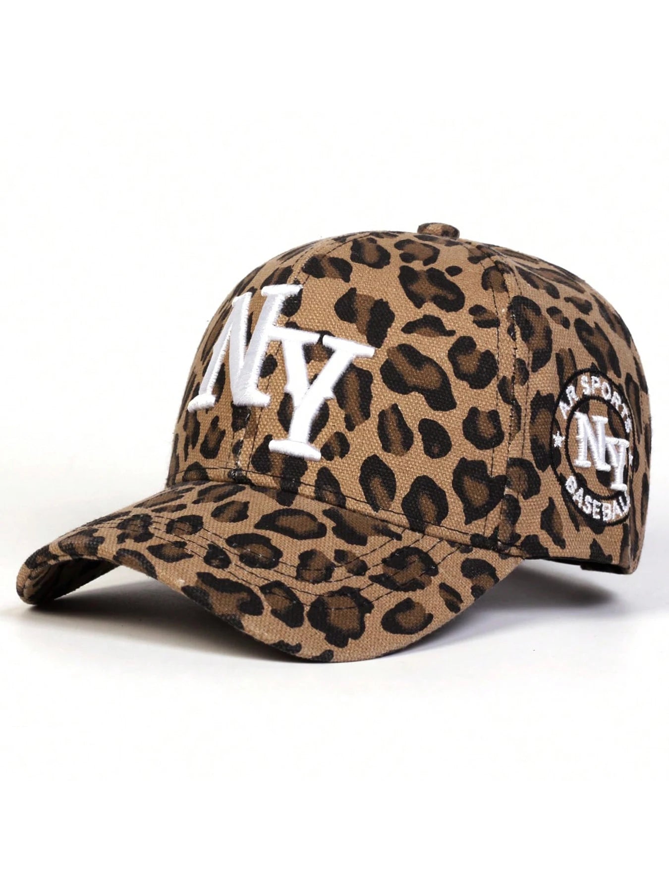 Women's Leopard Print NY Baseball Cap - Adjustable Sun Protection Hat for Spring & Autumn