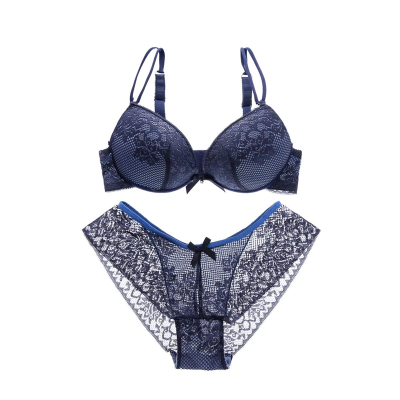 Girls Cheap Bra Set Lace Floral Lingerie Set Push Up Bra Briefs Adjusted Bra And Panty Set Sexy Backless Underwear Set