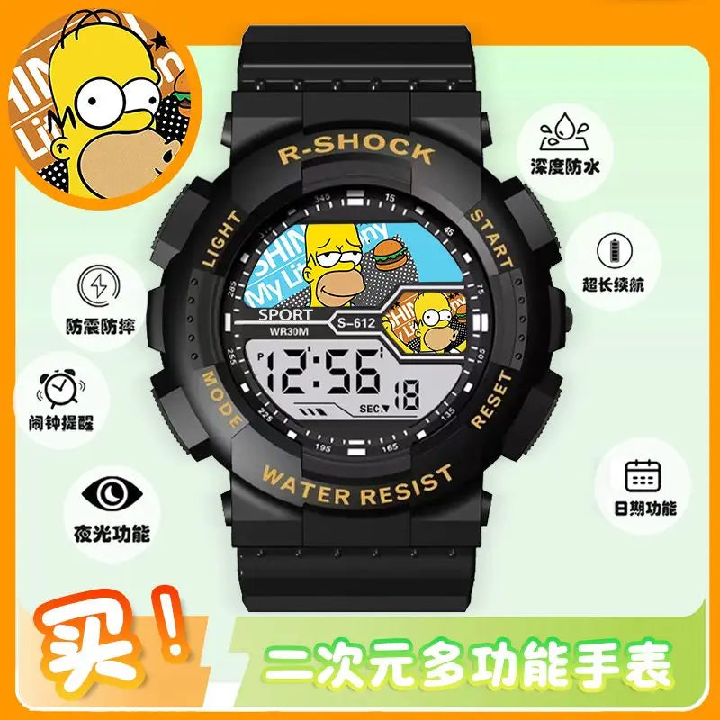 The Simpsons Anime Waterproof Watch – Sports Chronograph Electronic Watch for Boys & Girls