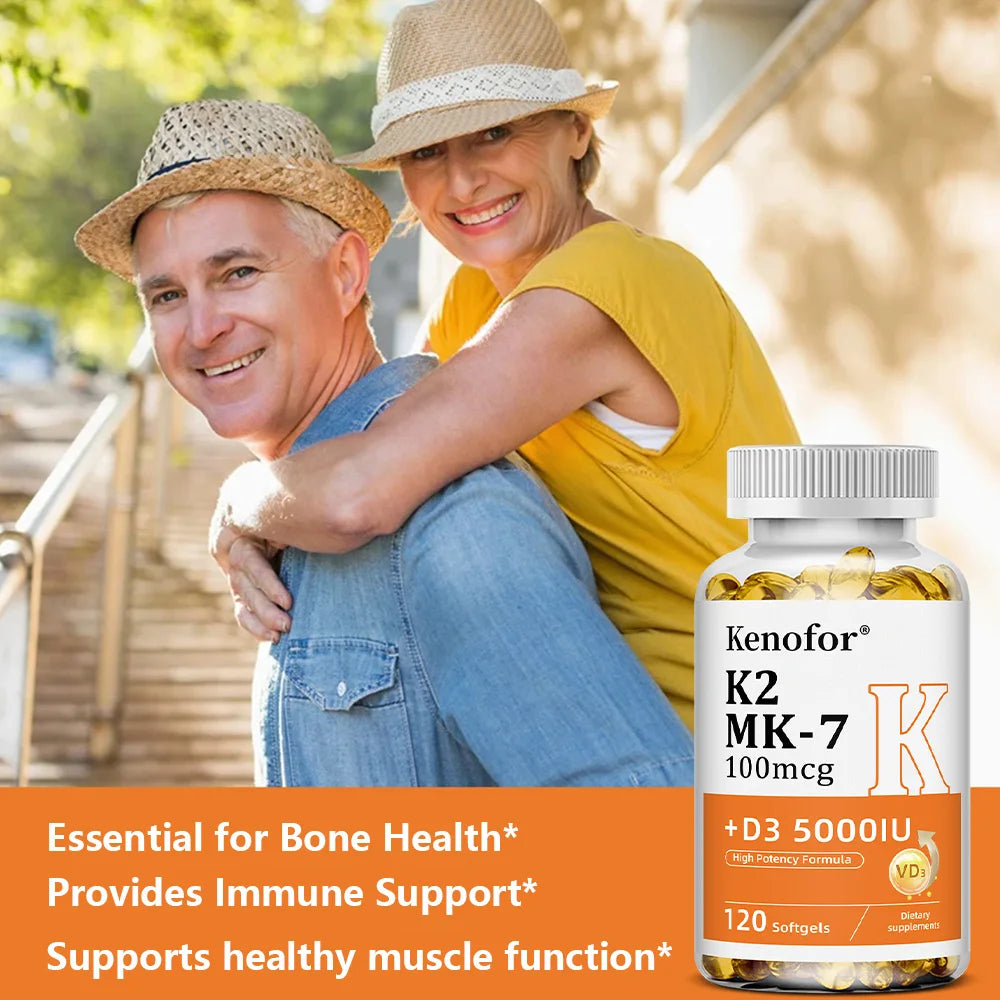 💪 THE BONE & HEART DUO! Vitamin D3 5000IU + K2 - Ultimate Wellness Capsules ❤️
