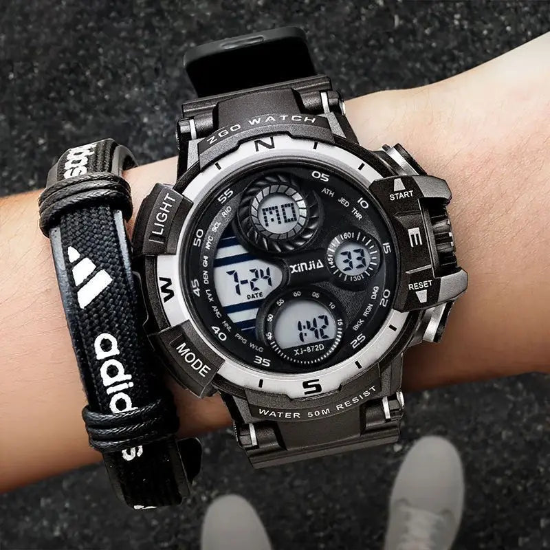 Men's Digital Sports Watch - LED Night Light Electronic Watch for Students & Teens