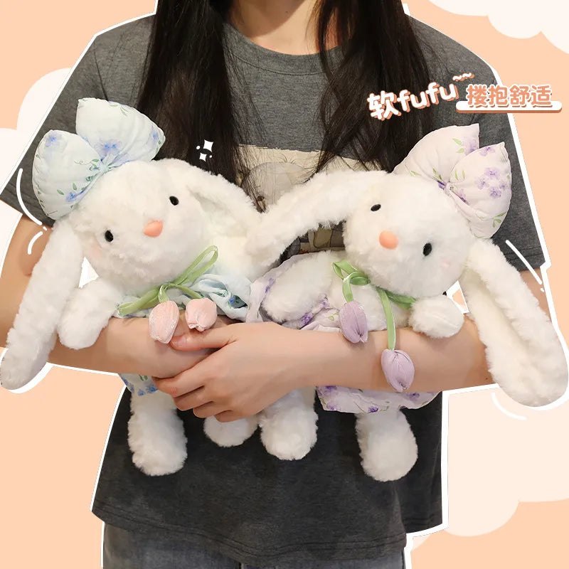 Lovely Rabbit Plush Toy Colorful Soft Cute Chiffon Bunny Dress Doll Appease Sleep Doll Birthday Gift